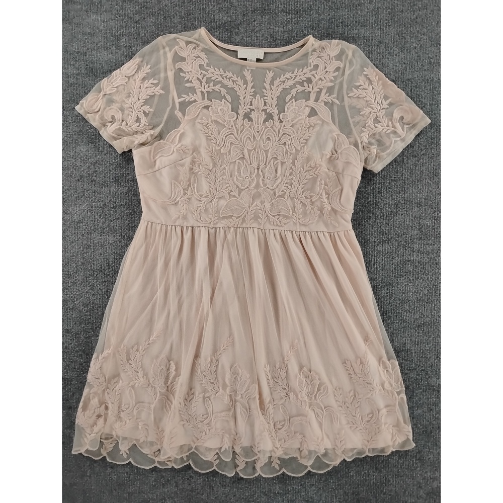 Forever 21+ Cottagecore Boho Mesh Dress Size 2X Nylon Floral Embroidered